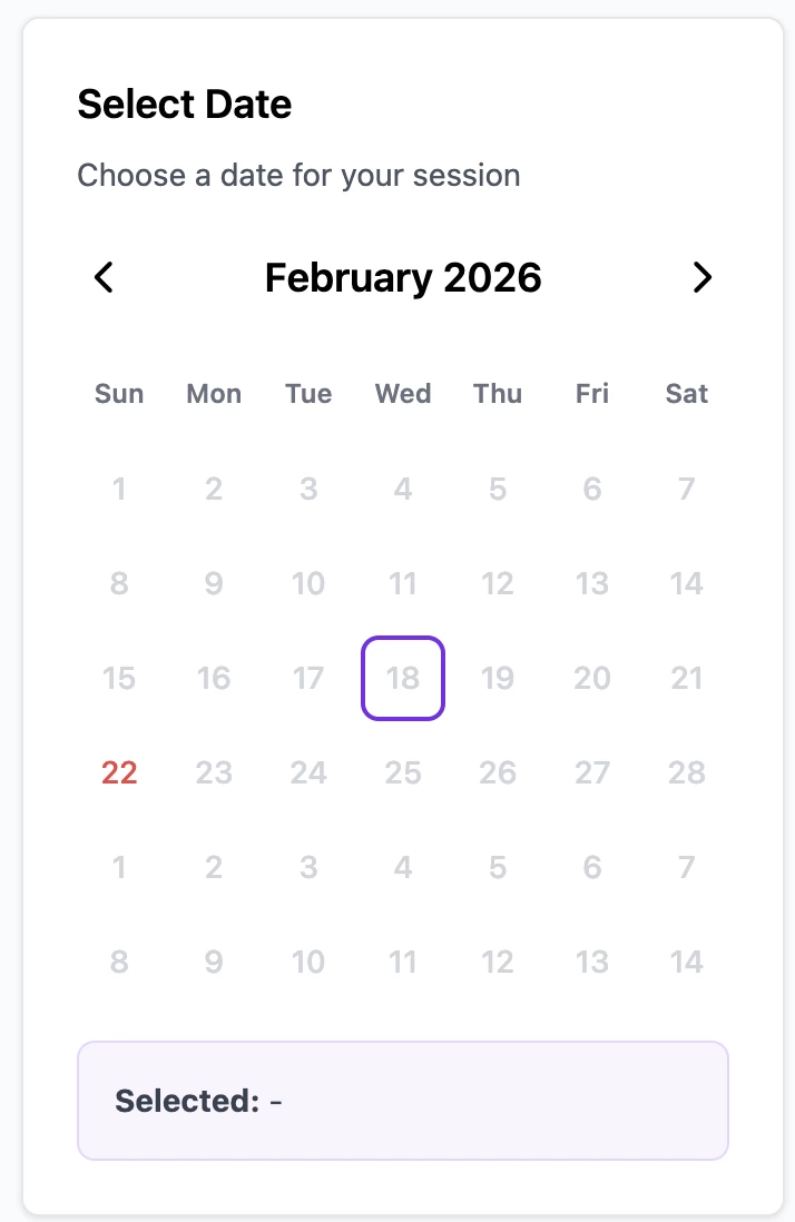 AiELTS date selection screen