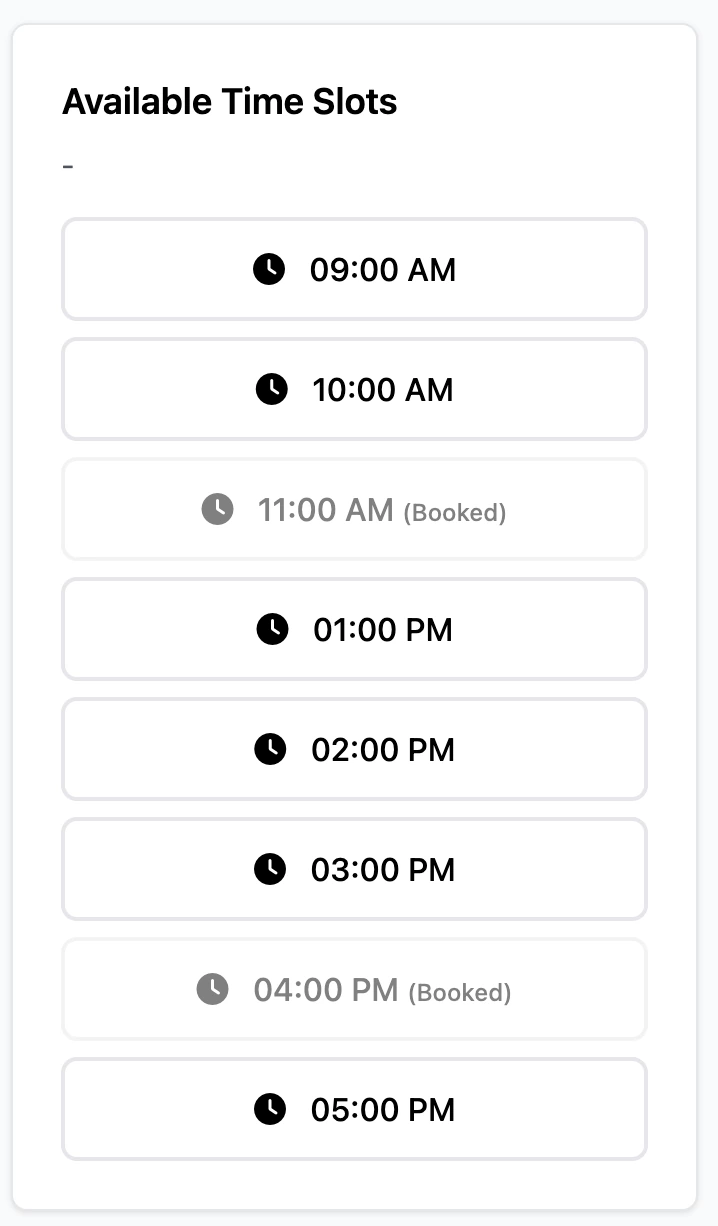 AiELTS available time slots screen